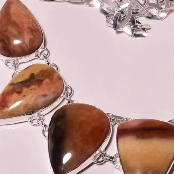 Royal Jasper Gemstone Handmade Jewelry Necklace 17-18" - Picture 2 of 3